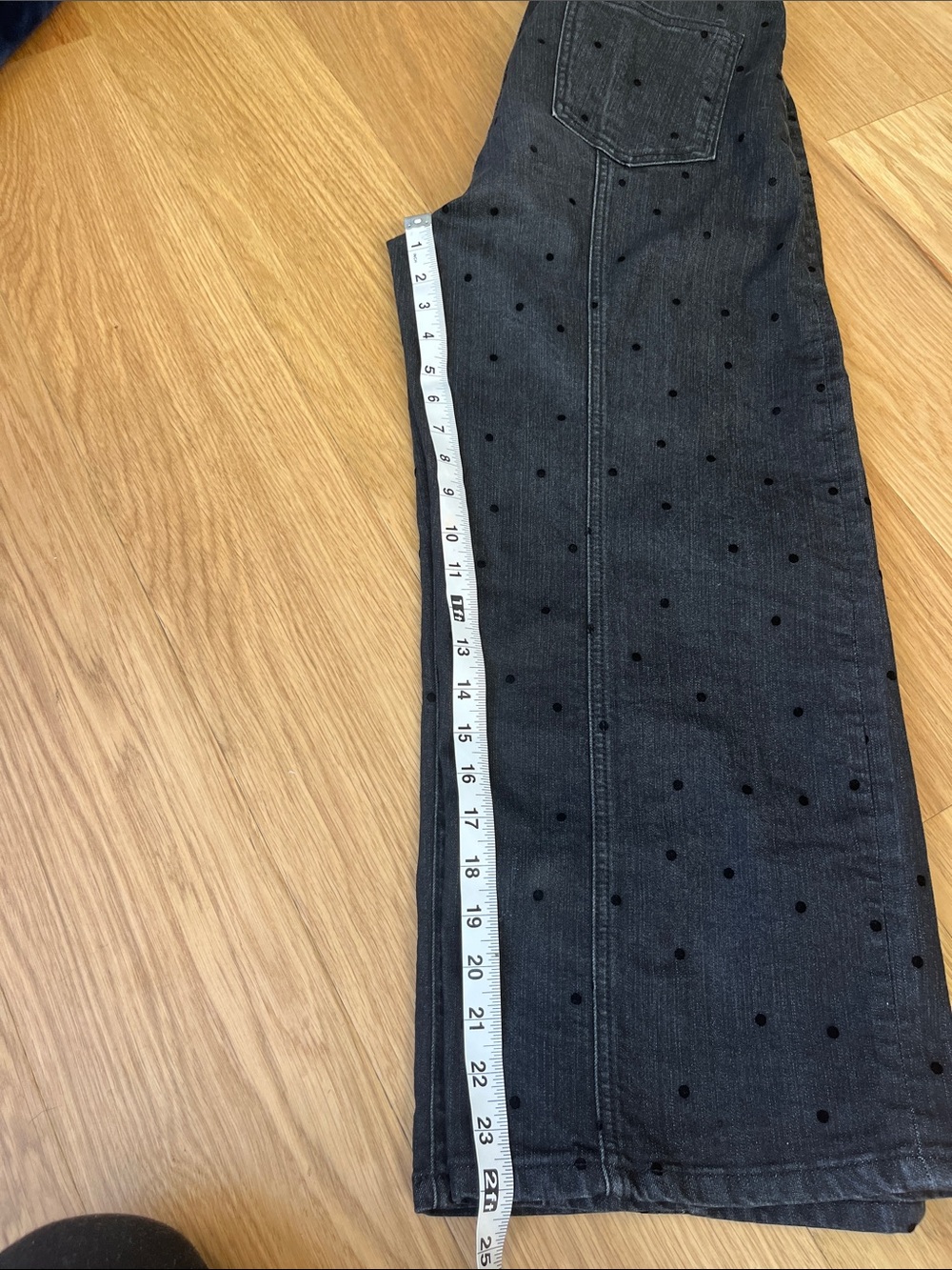 Pilcro Women’s High Rise Cropped Wide Leg Jeans-Black polka dot size 31 - Picture 6 of 10